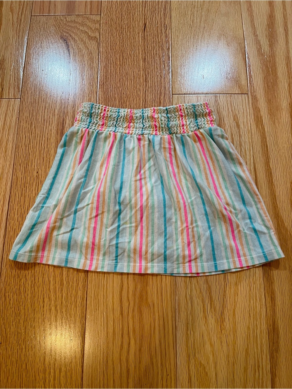 Cat & Jack Pastel Striped Smocked-Waist Skater Skirt - Mint, Pink, Coral, Cream
